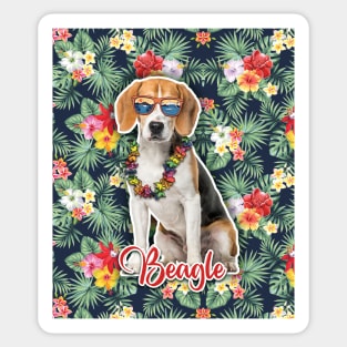 Beagle Summer Funky Hawaiian, Hawaii Style, Dog Personalized Hawaiian Sticker